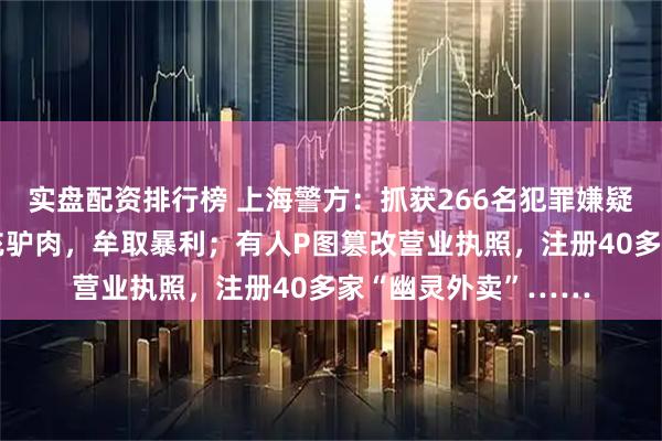 实盘配资排行榜 上海警方：抓获266名犯罪嫌疑人！有人用猪肉冒充驴肉，牟取暴利；有人P图篡改营业执照，注册40多家“幽灵外卖”……